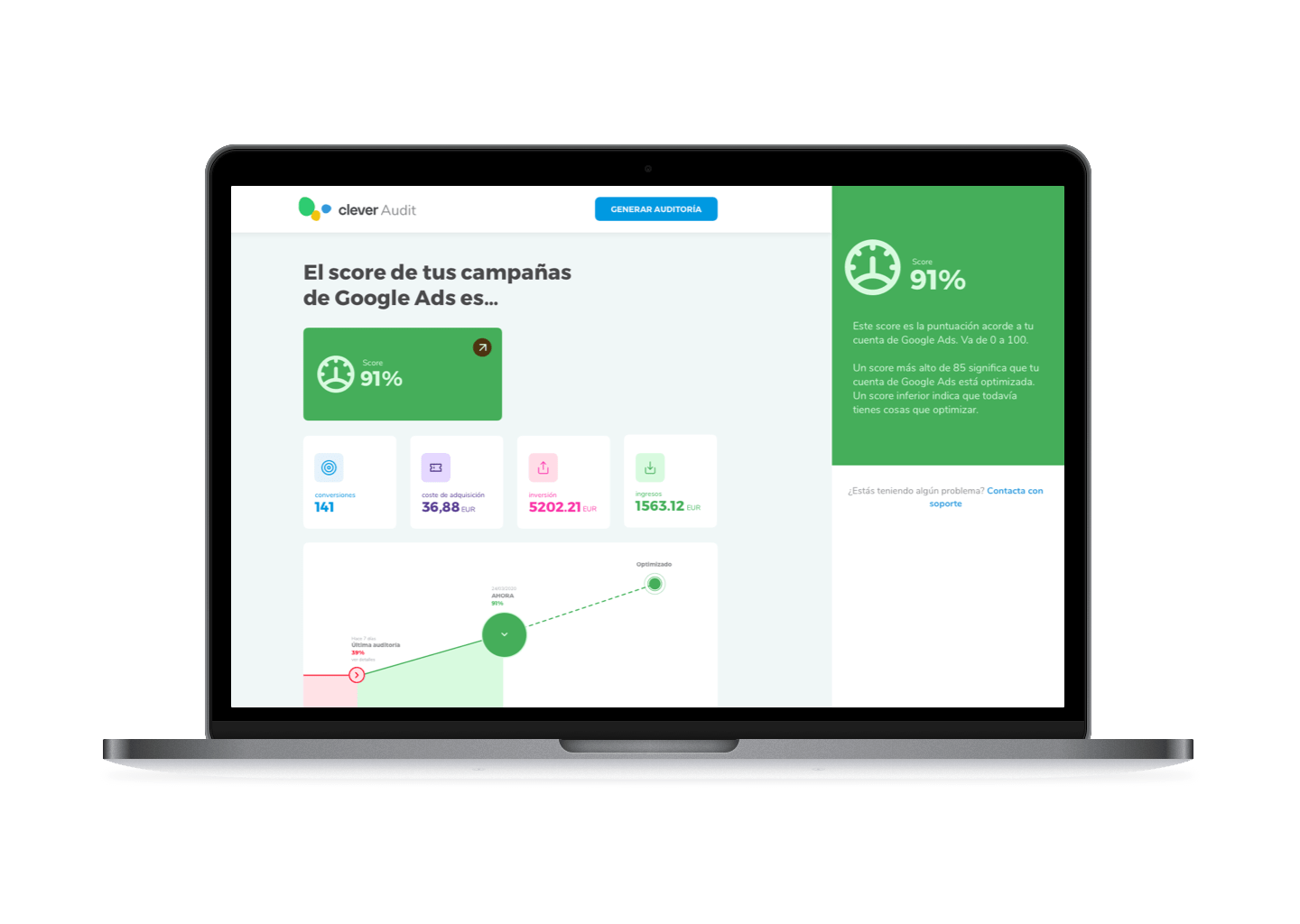Interfaz de Google Ads Audit de Clever Ads