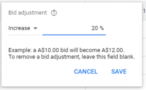 bid adjustments screenshot