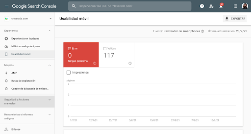 search console panel de control