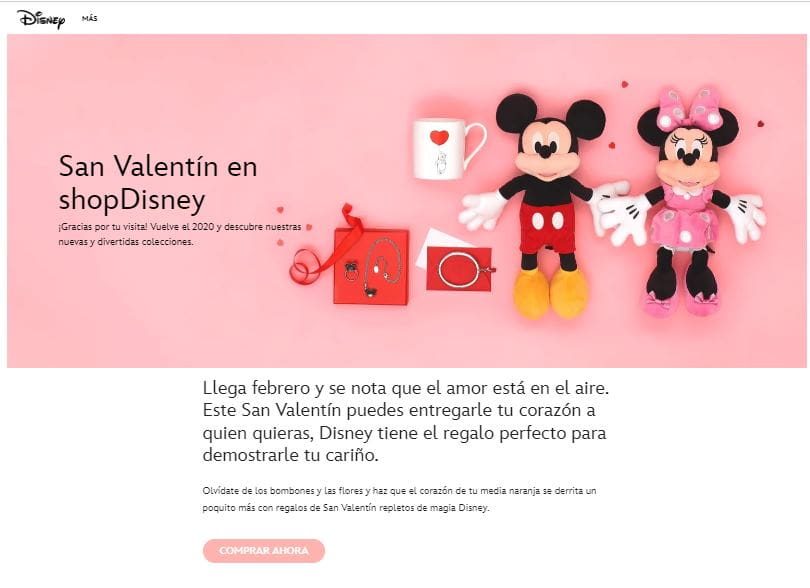 guía de regalos para san valentín de Disney